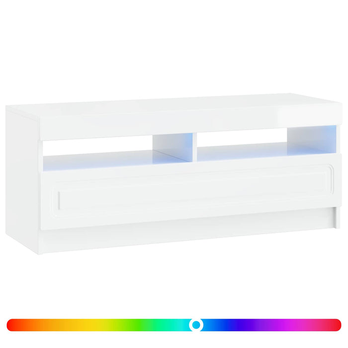 Cabinet TV cu LED Alb foarte lucios Lemn prelucrat WALTI