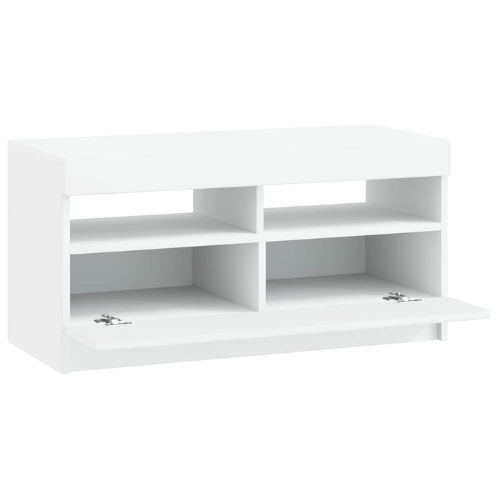 Cabinet TV cu LED Alb Lemn prelucrat WALTI