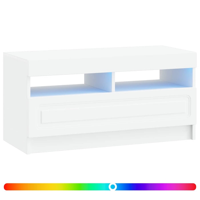 Cabinet TV cu LED Alb Lemn prelucrat WALTI