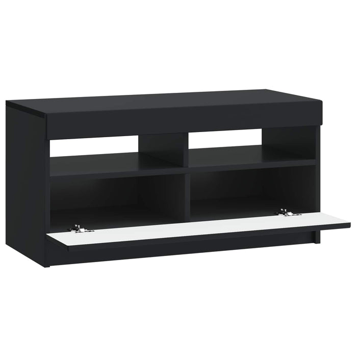 Cabinet TV cu LED Negru Lemn prelucrat WALTI