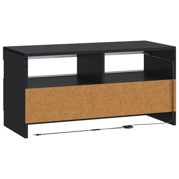 Cabinet TV cu LED Negru Lemn prelucrat WALTI