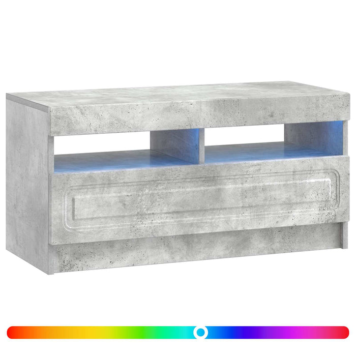 Cabinet TV cu LED Gri Beton Lemn prelucrat WALTI