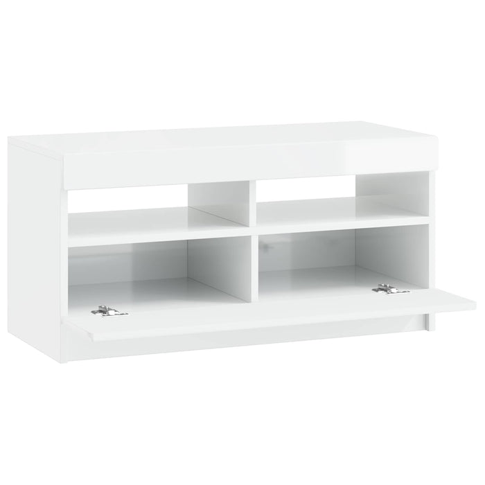 Cabinet TV cu LED Alb foarte lucios Lemn prelucrat WALTI