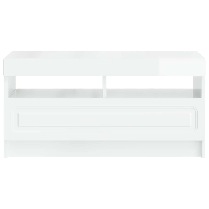 Cabinet TV cu LED Alb foarte lucios Lemn prelucrat WALTI