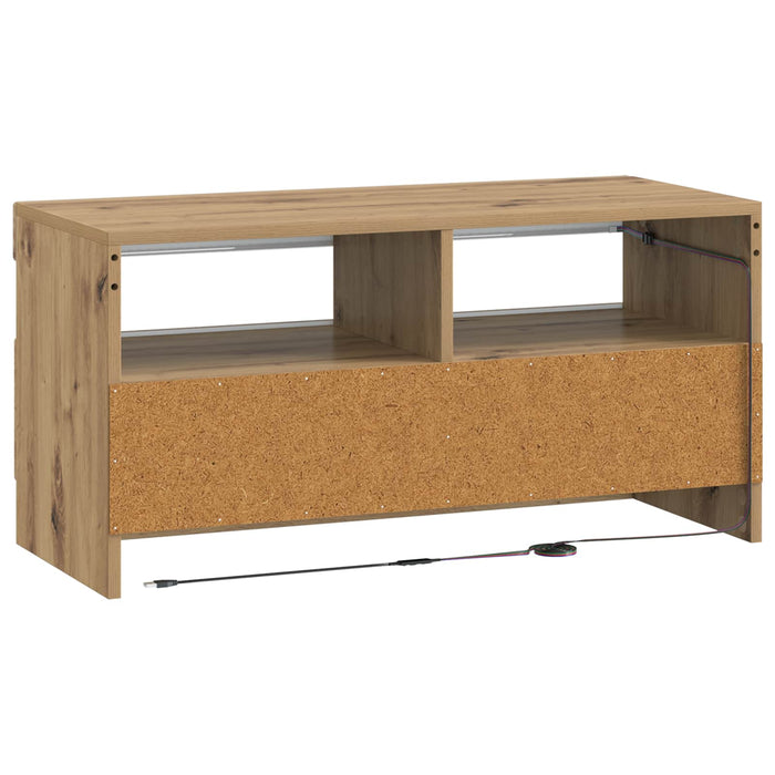 Cabinet TV cu LED Stejar Artizanal Lemn prelucrat WALTI