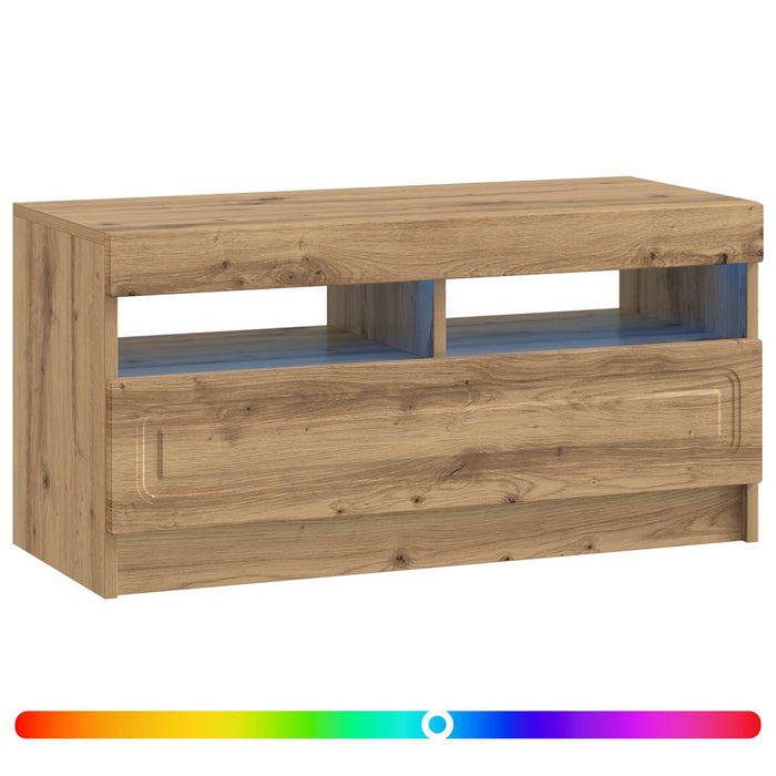 Cabinet TV cu LED Stejar Artizanal Lemn prelucrat WALTI
