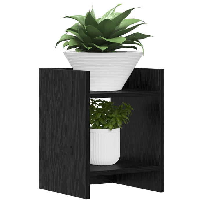 Suport pentru plante cu raft 2 pcs Stejar Negru 30 x 30 x 40 cm - WALTI WALTI