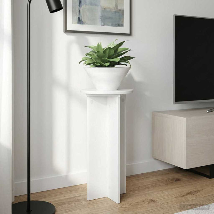 Suport pentru plante 2 pcs Alb foarte lucios Lemn prelucrat - WALTI WALTI