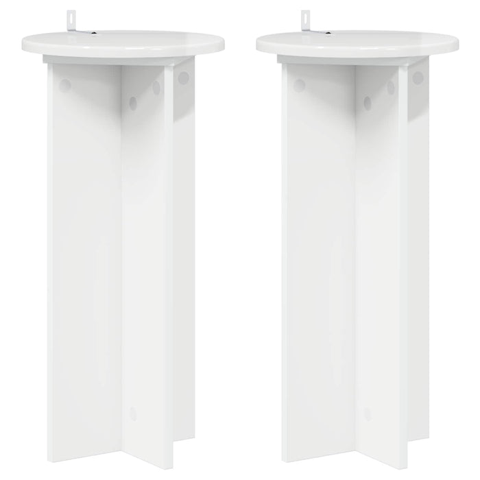 Suport pentru plante 2 pcs Alb foarte lucios Lemn prelucrat - WALTI WALTI