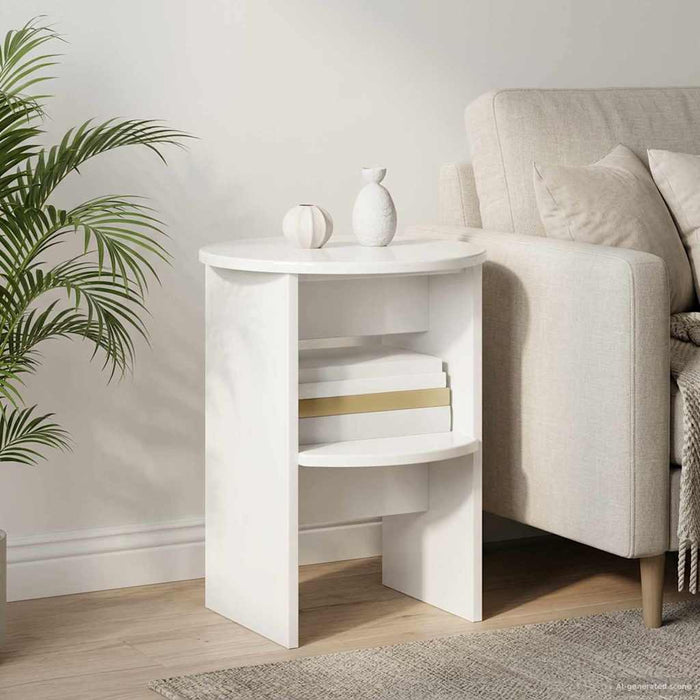 Dulap lateral 2 pcs Alb Lucios Ø40 x 50 cm Lemn prelucrat - WALTI WALTI