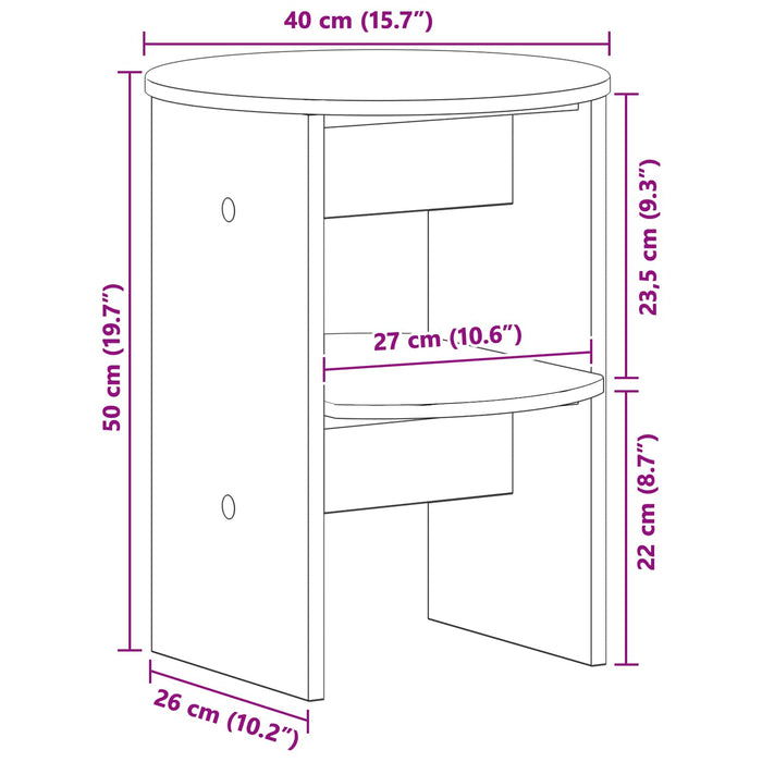 Dulap lateral 2 pcs Stejar Afumat Ø40 x 50 cm Lemn prelucrat - WALTI WALTI