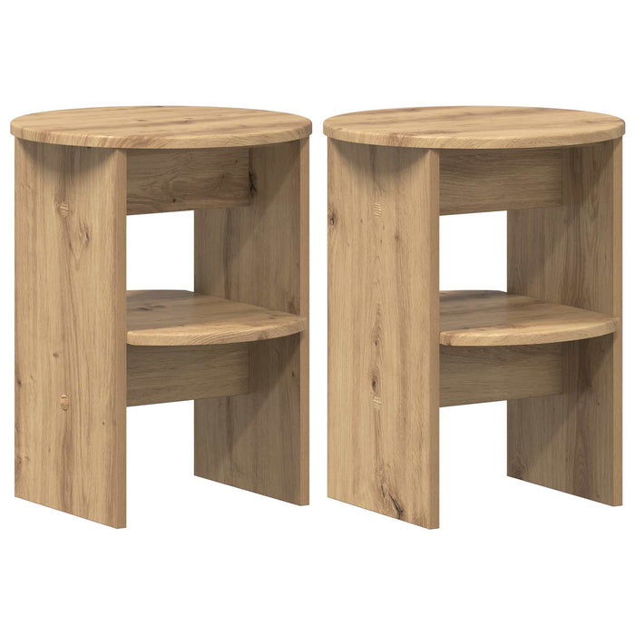 Dulap lateral 2 pcs Stejar Artizanal Ø40 x 50 cm Lemn prelucrat - WALTI WALTI