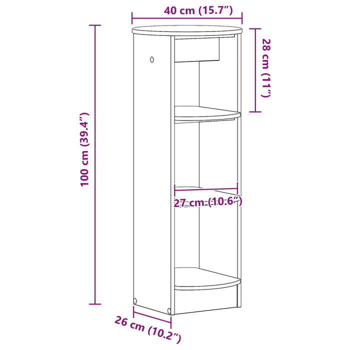Dulap lateral Stejar Afumat 40 x 40 x 100 cm Lemn prelucrat - WALTI WALTI