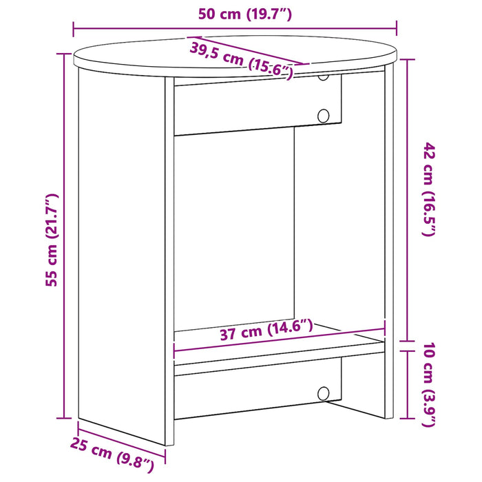 Masă laterală Stejar Artizanal 50 x 39,5 x 55 cm Lemn prelucrat - WALTI WALTI