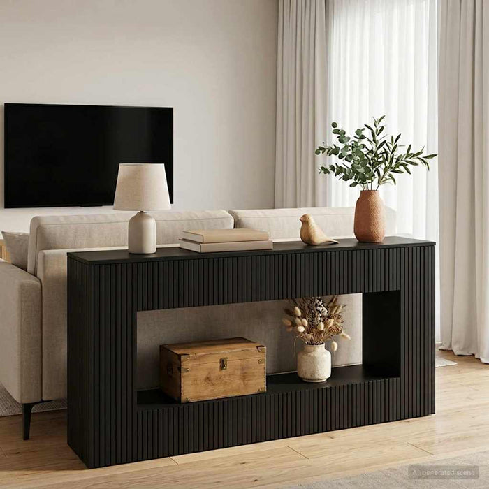 Masă de consolă Dungi Negru 155 x 29 x 74 cm Lemn prelucrat - WALTI WALTI