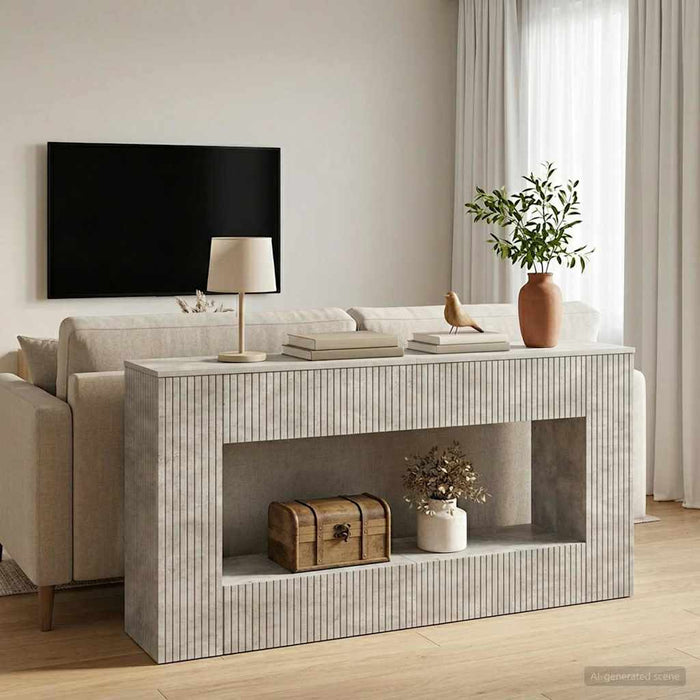 Masă de consolă Dungi Gri Beton 155 x 29 x 74 cm Lemn prelucrat - WALTI WALTI