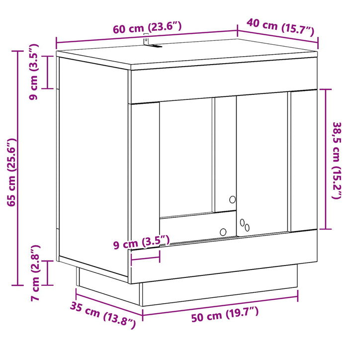 Masă laterală Sonoma gri 60 x 40 x 65 cm Lemn prelucrat - WALTI WALTI
