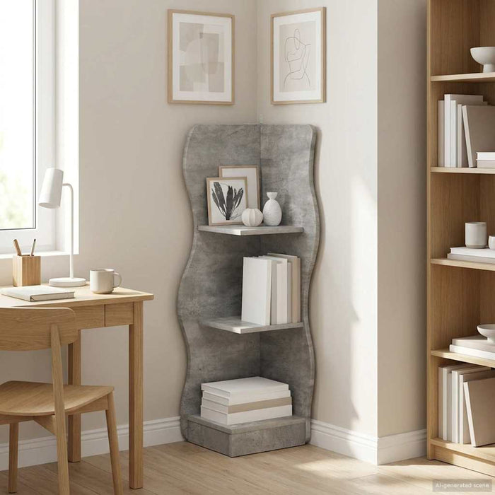 Raft de colț cu raft Gri Beton 34 x 33 x 102 cm Lemn prelucrat - WALTI WALTI