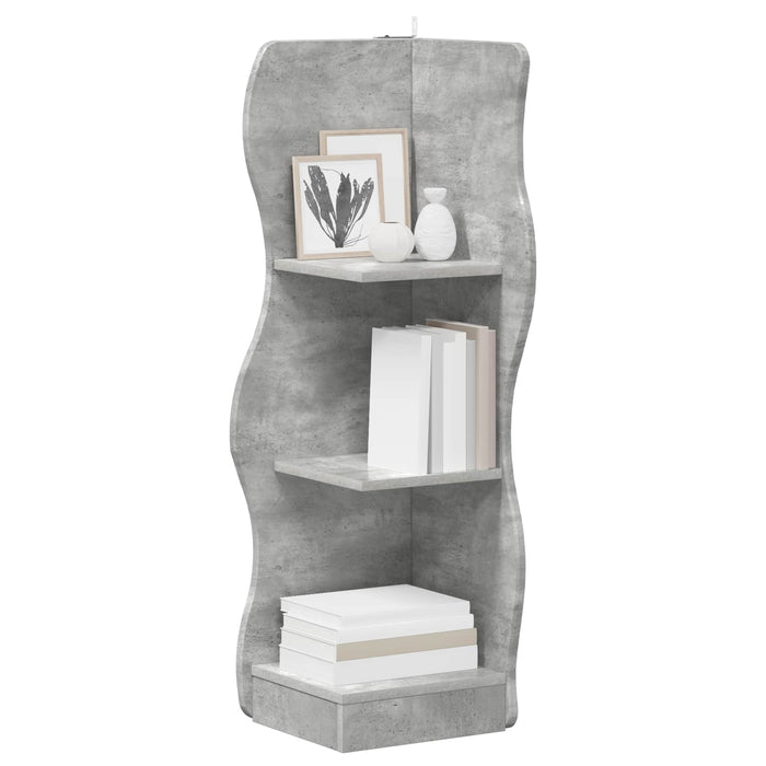 Raft de colț cu raft Gri Beton 34 x 33 x 102 cm Lemn prelucrat - WALTI WALTI