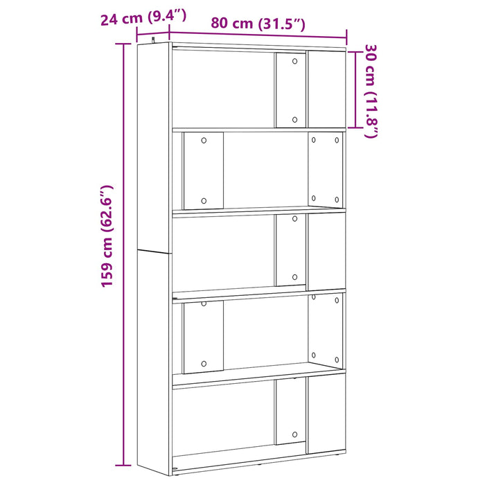 Dulap pentru cărți Stejar Negru 80 x 24 x 159 cm Lemn compozit - WALTI WALTI