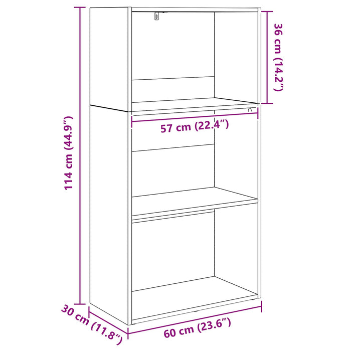 Raft pentru cărți Stejar Negru 60 x 30 x 76.5 cm Lemn compozit - WALTI WALTI