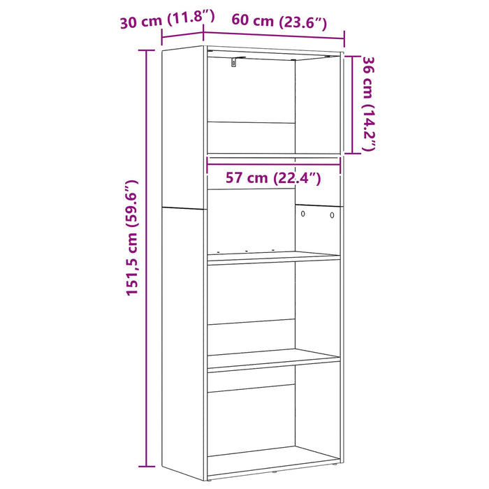 Dulap pentru cărți Stejar Negru 60 x 30 x 151,5 cm WALTI