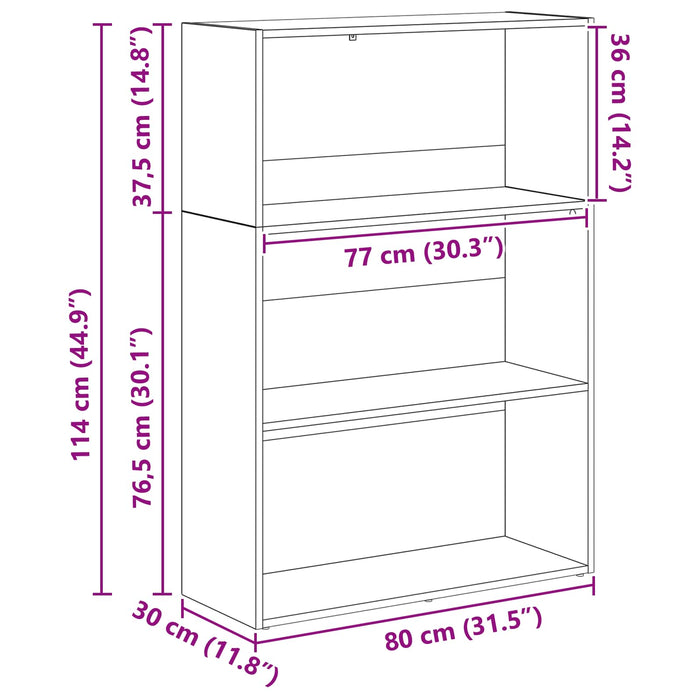 Raft pentru cărți Stejar Negru 60 x 30 x 76.5 cm Lemn compozit - WALTI WALTI
