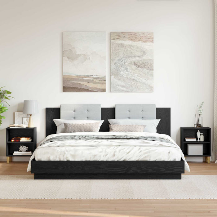 Dulap de pat 2 pcs Stejar Negru 40 x 30 x 50 cm Lemn compozit - WALTI WALTI