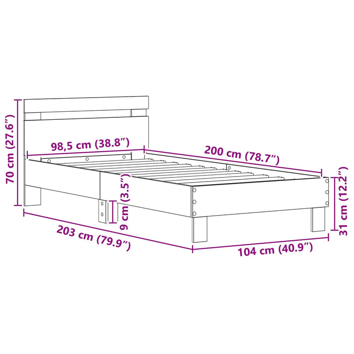 Cadru de pat Lemn vechi 98.5 x 200 cm Lemn compozit - WALTI WALTI