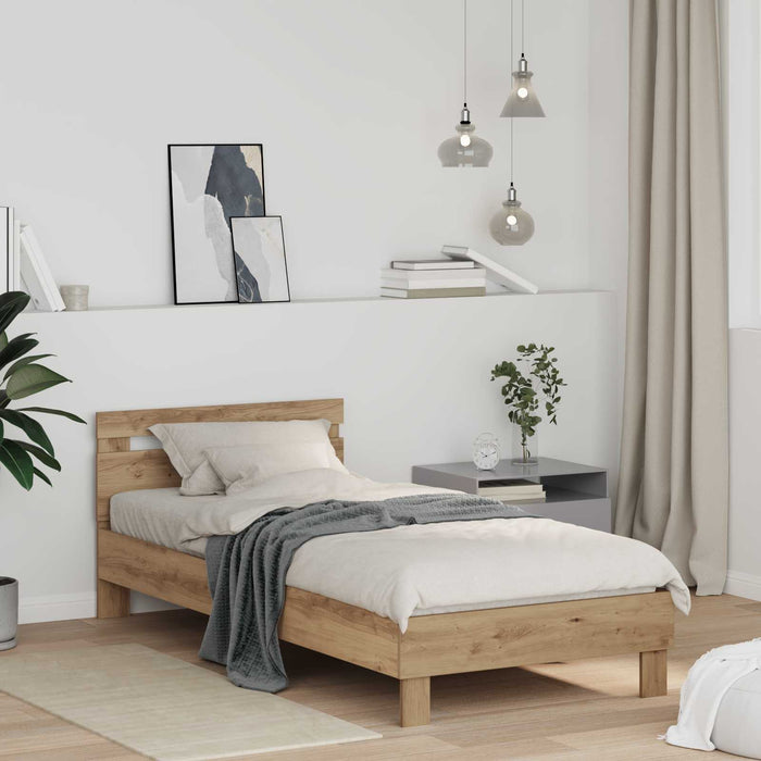 Cadru de pat Stejar Artizanal 75 x 190 cm Lemn compozit - WALTI WALTI