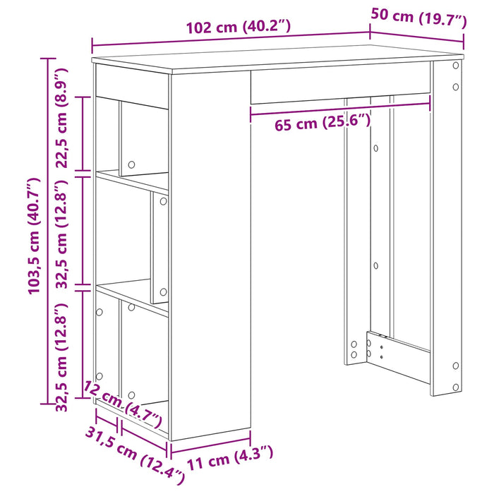 Masă de bar Stejar Negru 102 x 50 x 103,5 cm Lemn compozit - WALTI WALTI