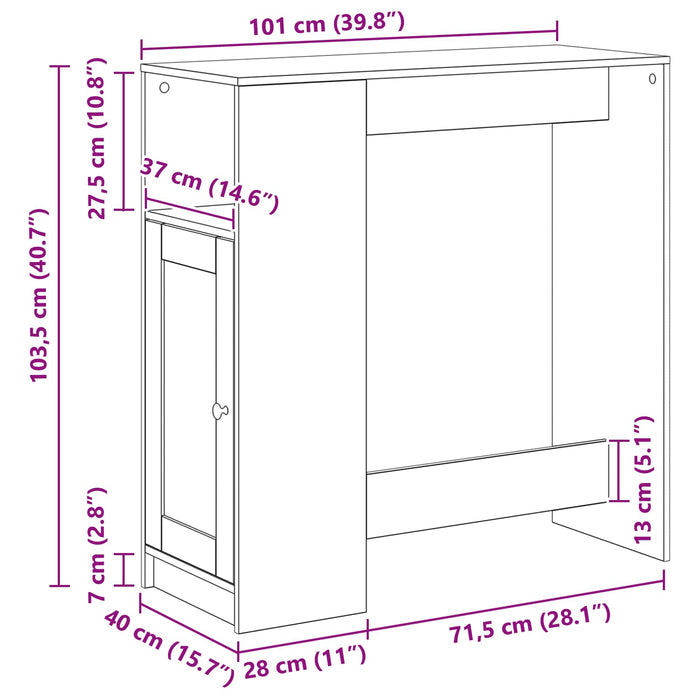 Masă de bar Stejar Negru 101 x 40 x 103,5 cm Lemn compozit - WALTI WALTI