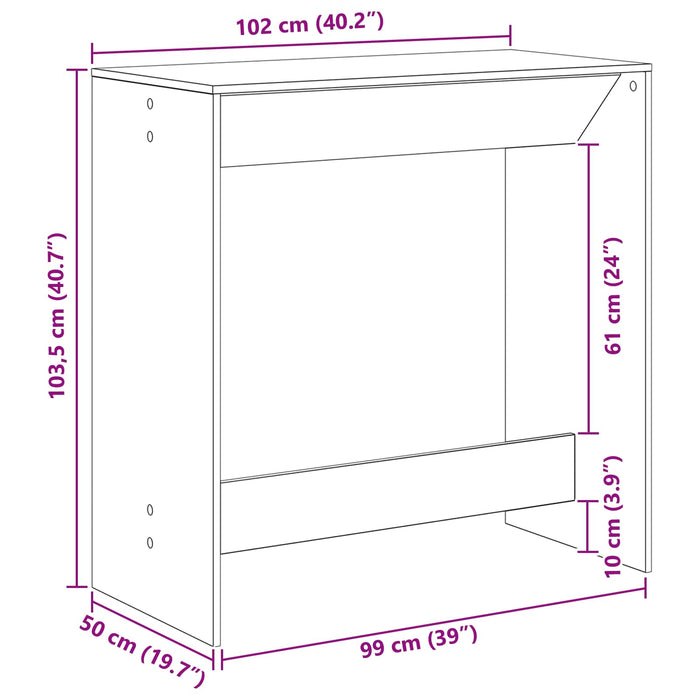 Masă de bar Stejar Negru 102 x 50 x 103,5 cm Lemn compozit - WALTI WALTI