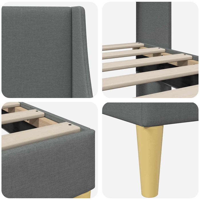 Cadru de pat cu headboard Gri închis 90 x 200 cm țesătură - WALTI WALTI