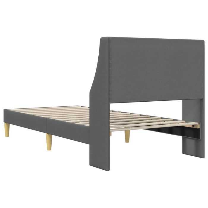 Cadru de pat cu headboard Gri închis 90 x 200 cm țesătură - WALTI WALTI