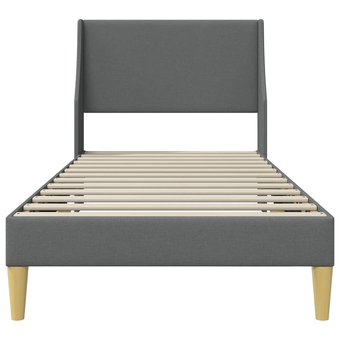 Cadru de pat cu headboard Gri închis 90 x 200 cm țesătură - WALTI WALTI
