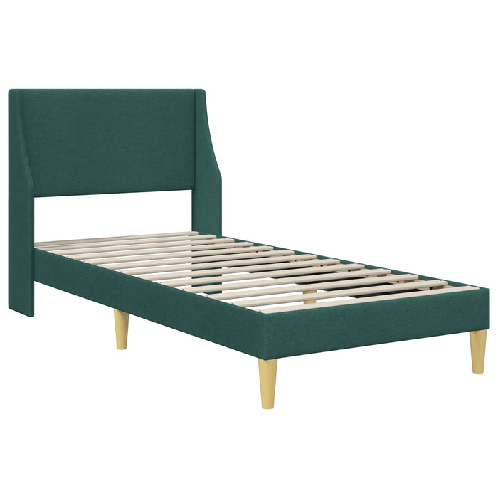 Cadru de pat cu headboard Verde închis 90 x 200 cm țesătură - WALTI WALTI
