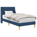 Cadru de pat cu headboard albastru 90 x 200 cm țesătură - WALTI WALTI