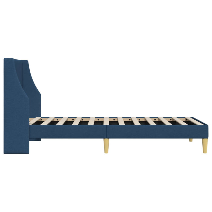 Cadru de pat cu headboard albastru 90 x 200 cm țesătură - WALTI WALTI