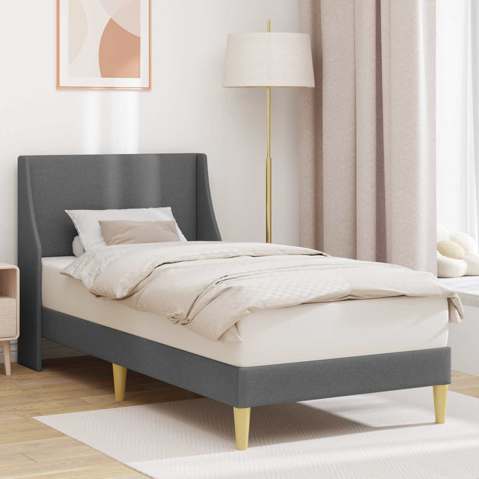 Cadru de pat cu headboard Gri închis 100 x 200 cm țesătură - WALTI WALTI