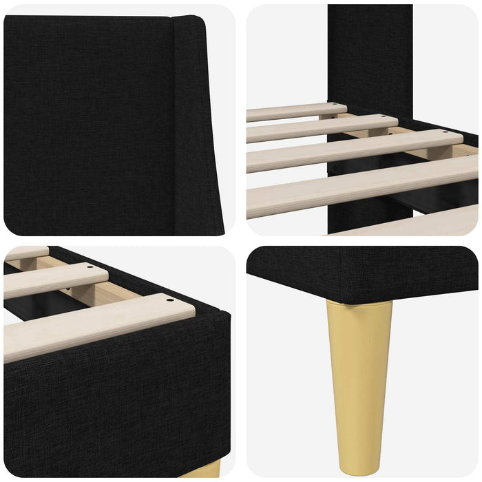 Cadru de pat cu headboard Negru 100 x 200 cm țesătură - WALTI WALTI