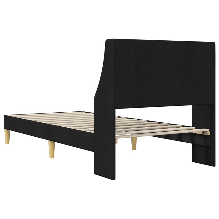 Cadru de pat cu headboard Negru 100 x 200 cm țesătură - WALTI WALTI