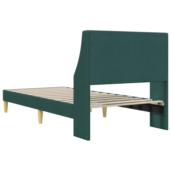 Cadru de pat cu headboard Verde închis 100 x 200 cm țesătură - WALTI WALTI