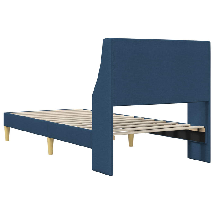 Cadru de pat cu headboard albastru 100 x 200 cm țesătură - WALTI WALTI