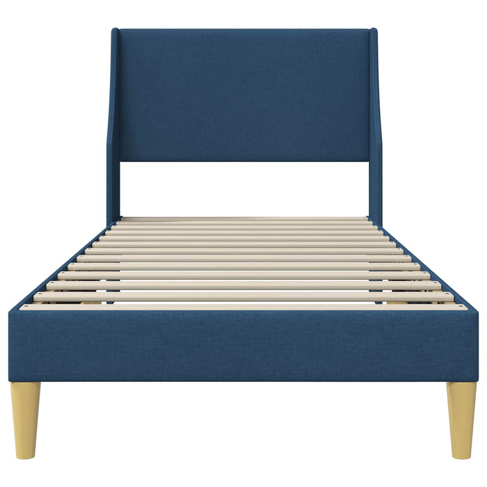 Cadru de pat cu headboard albastru 100 x 200 cm țesătură - WALTI WALTI