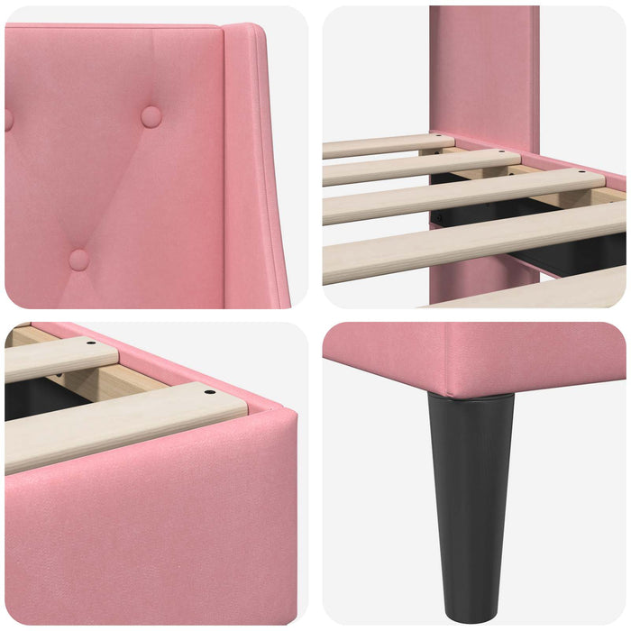 Cadru de pat cu headboard Roz 80 x 200 cm Catifea WALTI
