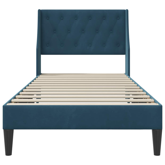 Cadru de pat cu headboard albastru 80 x 200 cm Catifea - WALTI WALTI