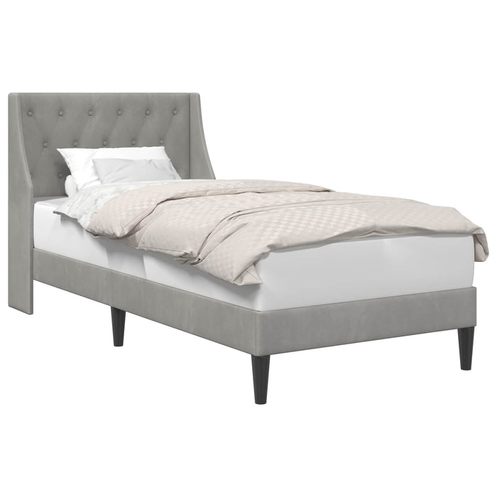 Cadru de pat cu headboard Gri deschis 90 x 190 cm Catifea WALTI