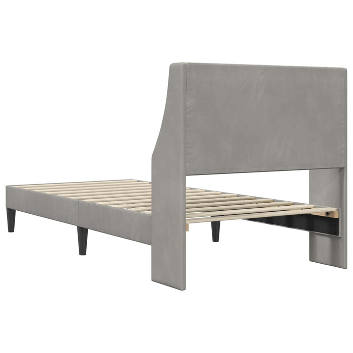 Cadru de pat cu headboard Gri deschis 90 x 190 cm Catifea WALTI