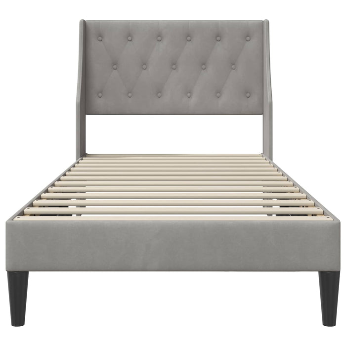 Cadru de pat cu headboard Gri deschis 90 x 190 cm Catifea WALTI